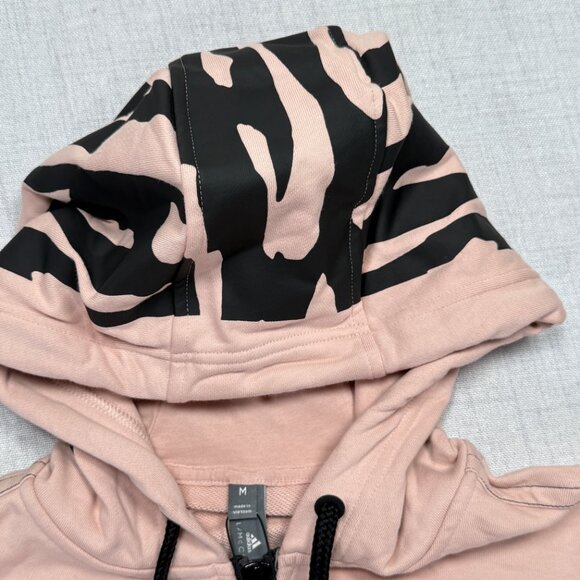 Adidas Stella McCartney Hoodie Full Zip Pink Zebra Print Hood Pockets Size M NWT - Picture 4 of 13